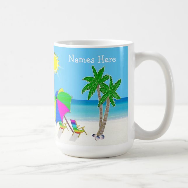 Strand-themenorientierte Hochzeits-Geschenke 2 Tasse (Rechts)