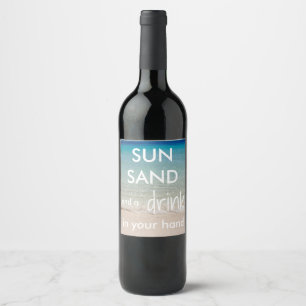 Strand-themenorientierte Wein-Flaschen-Aufkleber Weinetikett