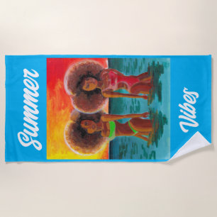 STRAND TOWEL RETRO STRANDSTRAND MÄDCHEN SONNEN STRANDTUCH
