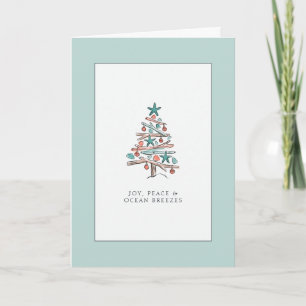 Strand-Treibholz-Baum-Familien-Weihnachten Feiertagskarte