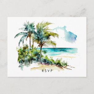 Strand Tropical aloha Hochzeit rsvp Postkarte