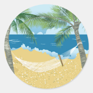 Strand ~ Tropical Beach Hammock Urlaub Runder Aufkleber
