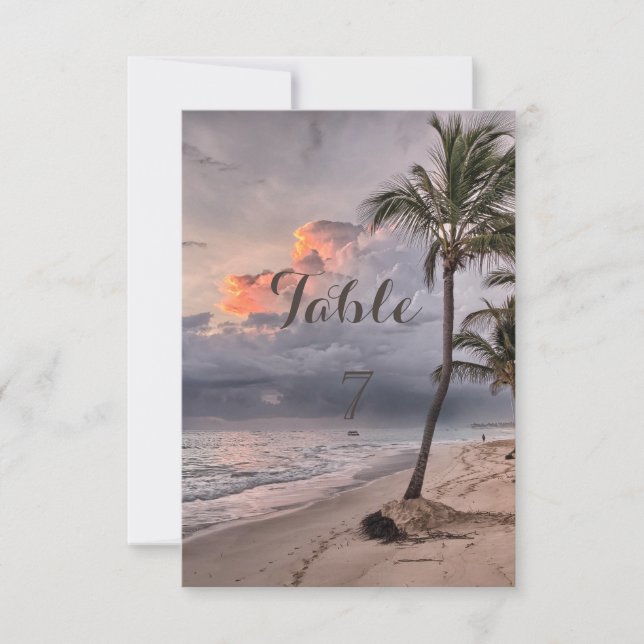 Strand Tropical, Palm Table Card Einladung (Vorderseite)