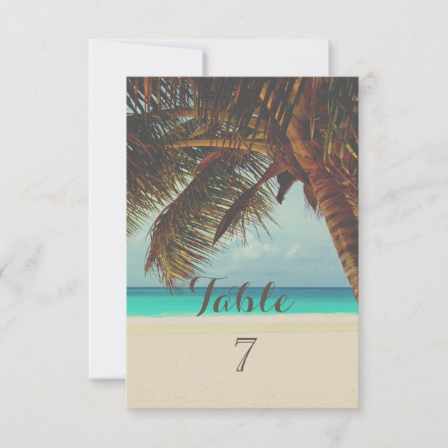Strand Tropical, Palm Table Card Einladung (Vorderseite)