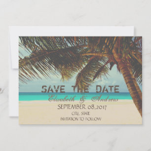 Strand, Tropical, Palm Wedding Das Datum speichern Save The Date