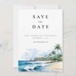 Strand tropische Wasserfarbe Save The Date