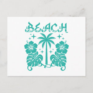 Strand Tropischer Palmbaum Hibiskus Monstera Blätt Postkarte