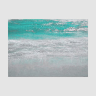 Strand Türkis Küsten Ozeanwellen Tropische Kunst Seidenpapier
