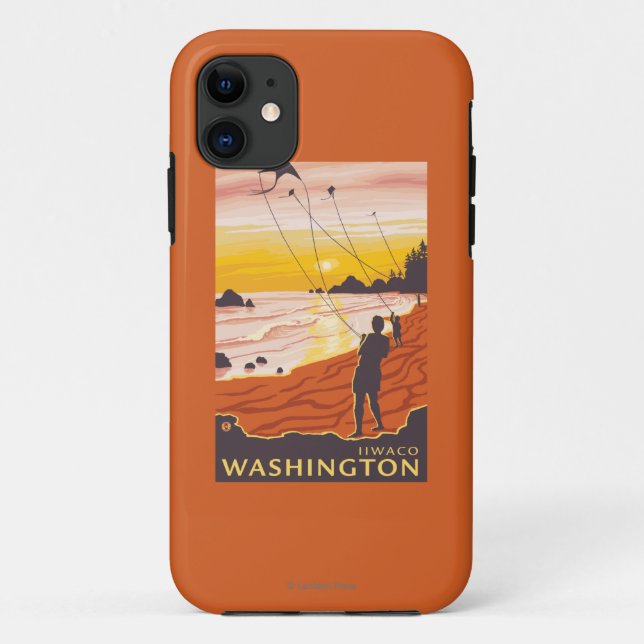 Strand u. Drachen - Ilwaco, Washington Case-Mate iPhone Hülle (Rückseite)