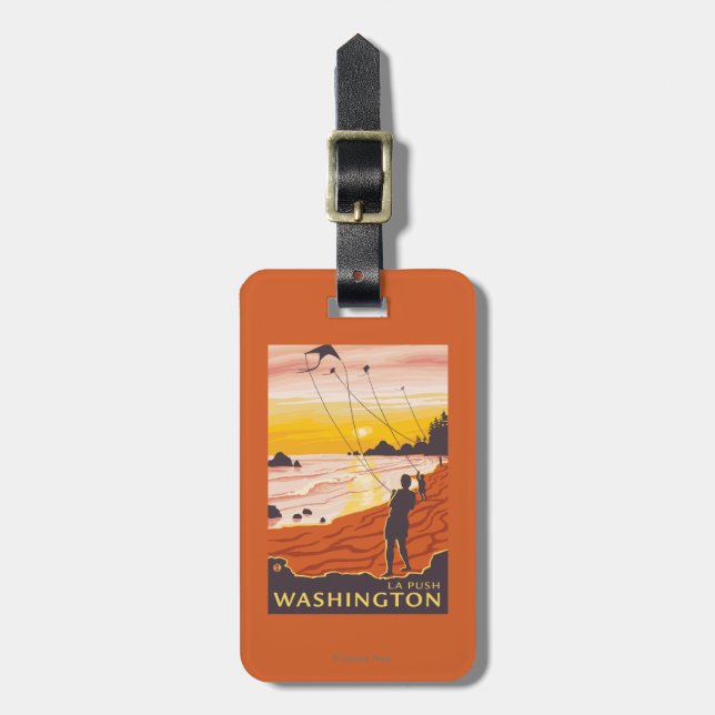 Strand u. Drachen - La-Stoß, Washington Gepäckanhänger (Vorderseite vertikal)