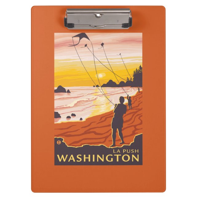 Strand u. Drachen - La-Stoß, Washington Klemmbrett (Vorderseite)