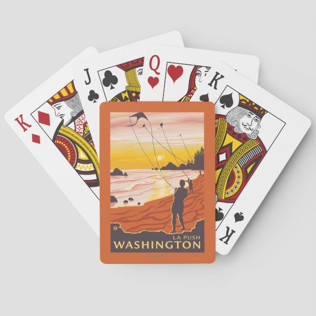 Strand u. Drachen - La-Stoß, Washington Spielkarten (Rückseite)