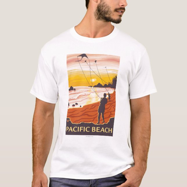 Strand u. Drachen - pazifischer Strand, Washington T-Shirt (Vorderseite)