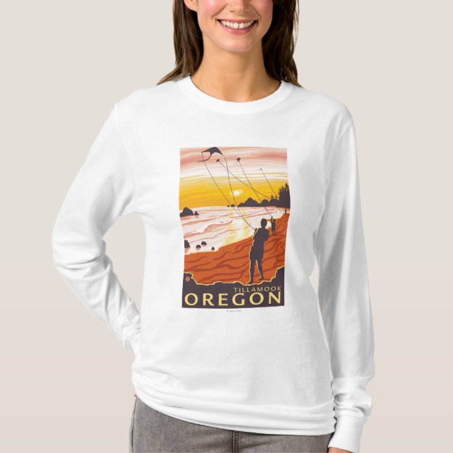 Strand u. Drachen - Tillamook, Oregon T-Shirt (Vorderseite)