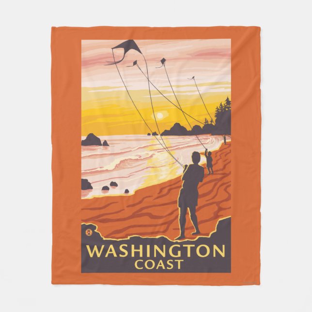 Strand u. Drachen - Washington-Küste Fleecedecke (Vorderseite)