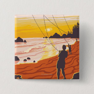 Strand-u. KitesCoastVintage Reise-Plakat Button