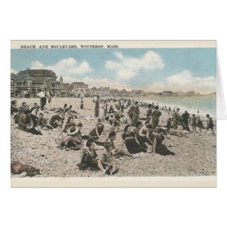 Strand und Boulevad, Winthrop, MA Vintage Postkart