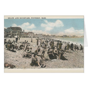 Strand und Boulevard, Winthrop, MA Vintage-Postkar