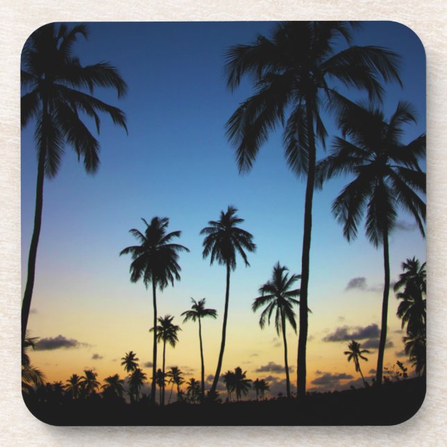 Strand und ein Küstendorf| Praia tun Stärke Untersetzer (Vorderseite)