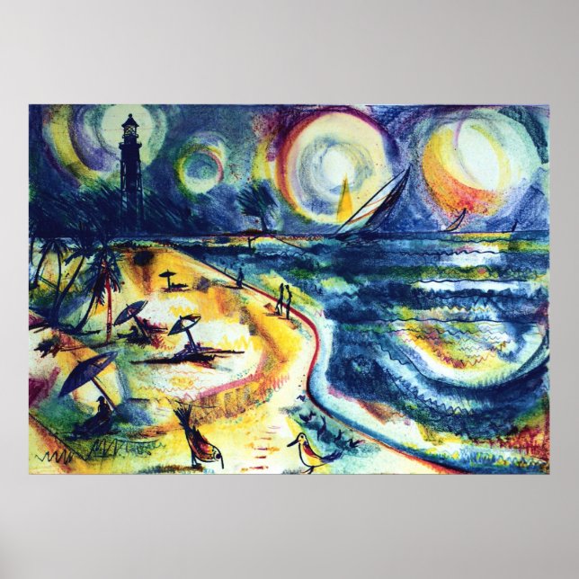 Strand und Leuchtturm 3 Poster (Vorne)