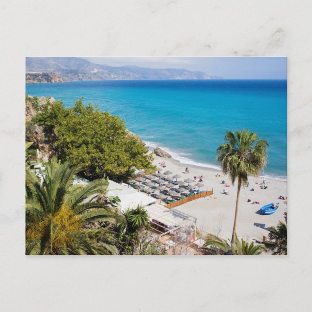 Strand und Meer in Nerja Postkarte (Vorderseite)