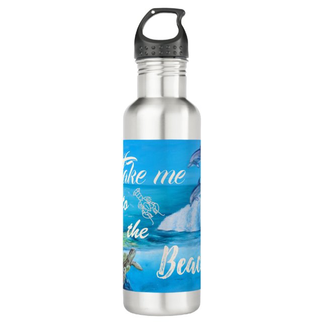 Strand- und Meeresfauna Edelstahlflasche (Vorderseite)