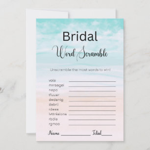Strand und Ocean Bridal Blue Word Scramble Game Einladung