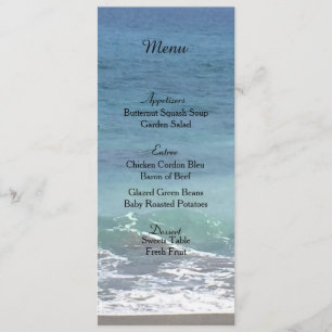 Strand- und Ozean-Hochzeitsmenükarte Menükarte