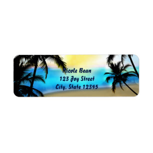 Strand und Palmen bei Tag Tropische Adressetikette