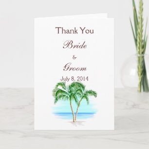 Strand und Palmen Hochzeit Vielen Dank Dankeskarte
