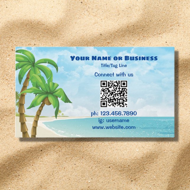 Strand und Palmen | QR Code Tropical Visitenkarte (Von Creator hochgeladen)