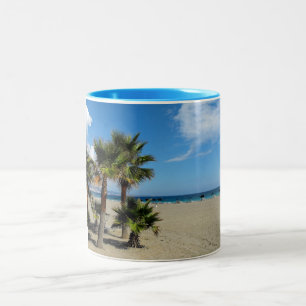 Strand und Palmen Zweifarbige Tasse