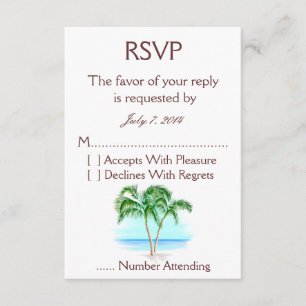 Strand- und Palmenbäume Hochzeit RSVP Karte