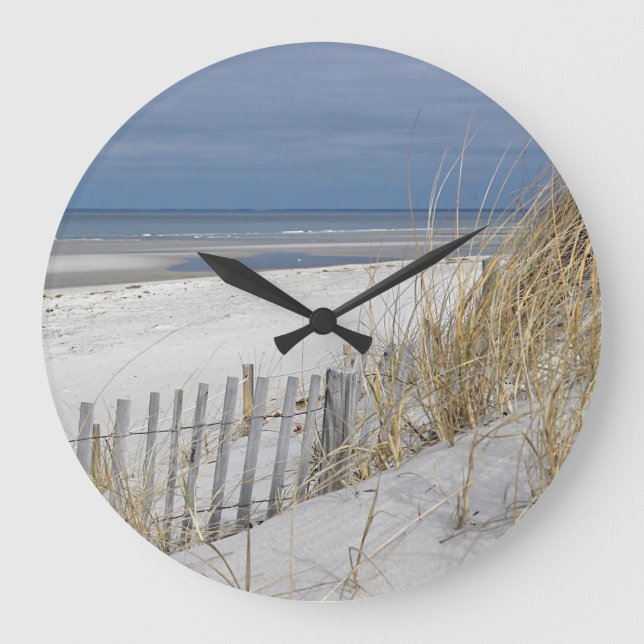 Strand und Sandzaun Große Wanduhr (Vorderseite)