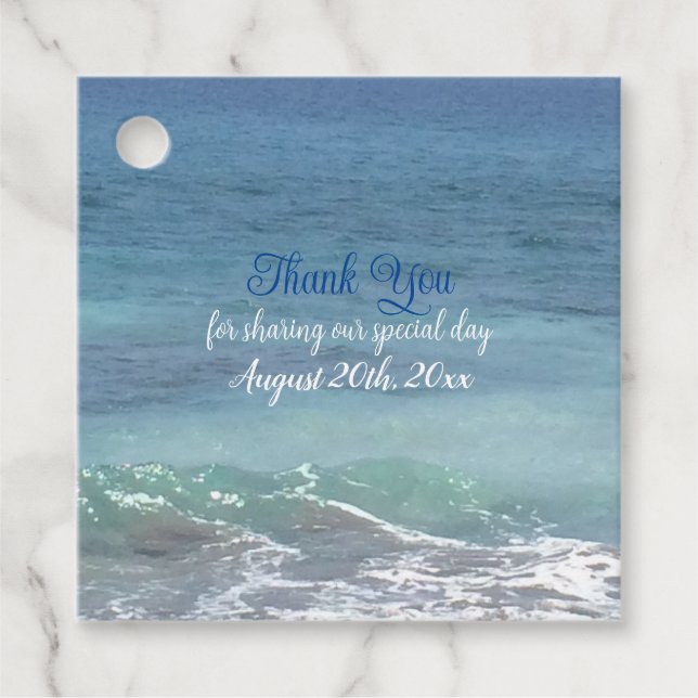 Strand und Wellen Vielen Dank für Ihre Unterstützu Geschenkanhänger (Vorderseite)