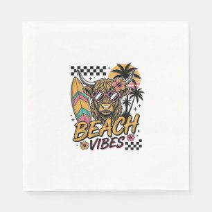 Strand-Vibes Highland-Kuh Sommer-Vektor-Art_1 Serviette