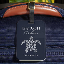 Strand-Vibes Meeresschildkröte Personalisiert Navy Gepäckanhänger