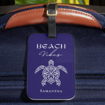 Strand-Vibes Meeresschildkröte Personalisiert Navy
