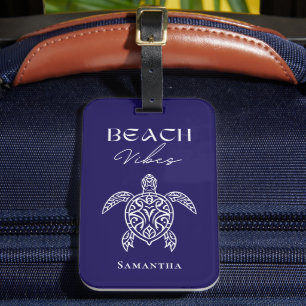 Strand-Vibes Meeresschildkröte Personalisiert Navy Gepäckanhänger