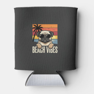Strand-Vibes-Mops-Hund-Sonnenuntergang Dosenkühler