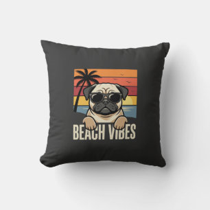Strand-Vibes-Mops-Hund-Sonnenuntergang Kissen
