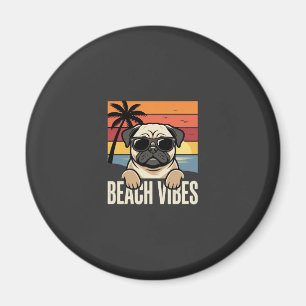 Strand-Vibes-Mops-Hund-Sonnenuntergang Magnet