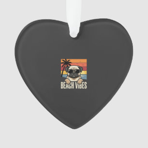 Strand-Vibes-Mops-Hund-Sonnenuntergang Ornament