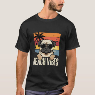 Strand-Vibes-Mops-Hund-Sonnenuntergang T-Shirt