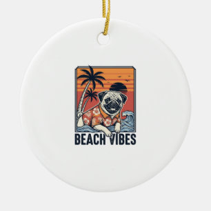 Strand-Vibes-Mops im Vintage-Schnitt Design_1 Keramik Ornament