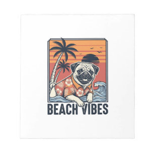 Strand-Vibes-Mops im Vintage-Schnitt Design_1 Notizblock