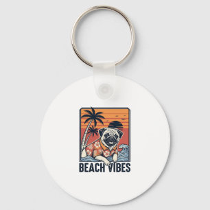 Strand-Vibes-Mops im Vintage-Schnitt Design_1 Schlüsselanhänger