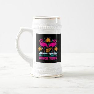 Strand-Vibes Rosa Flamingo-Design Bierglas