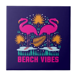 Strand-Vibes Rosa Flamingo-Design Fliese