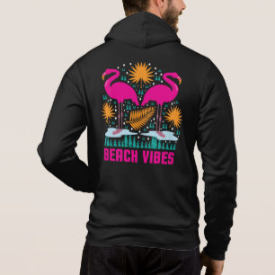 Strand-Vibes Rosa Flamingo-Design Hoodie